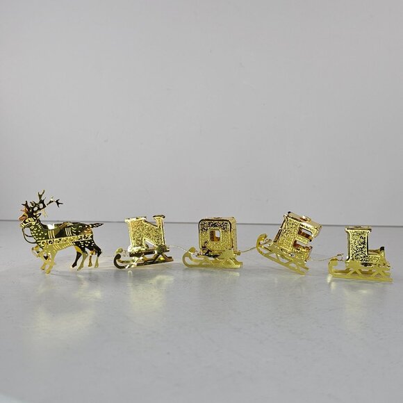 Oriental Trading Company Reindeer Noel Sleigh Gold Candle Holder - Picture 2 of 8